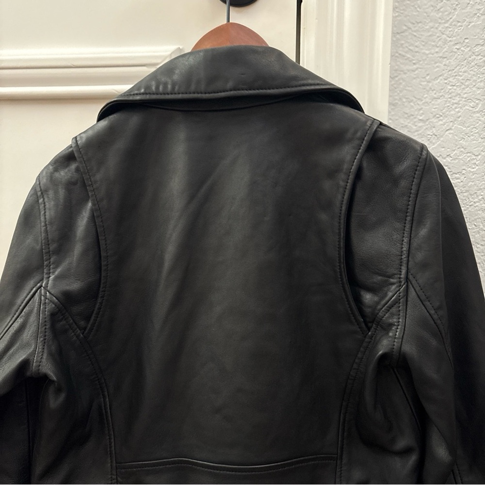 Maje Bostep Blouson Moto Lambskin Leather Jacket FR 40 or US 8 Black Biker - Picture 12 of 14